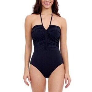 NWT Profile by Gottex Halter Bandeau One Piece Swimsuit MSRP $138 Size 8  Black